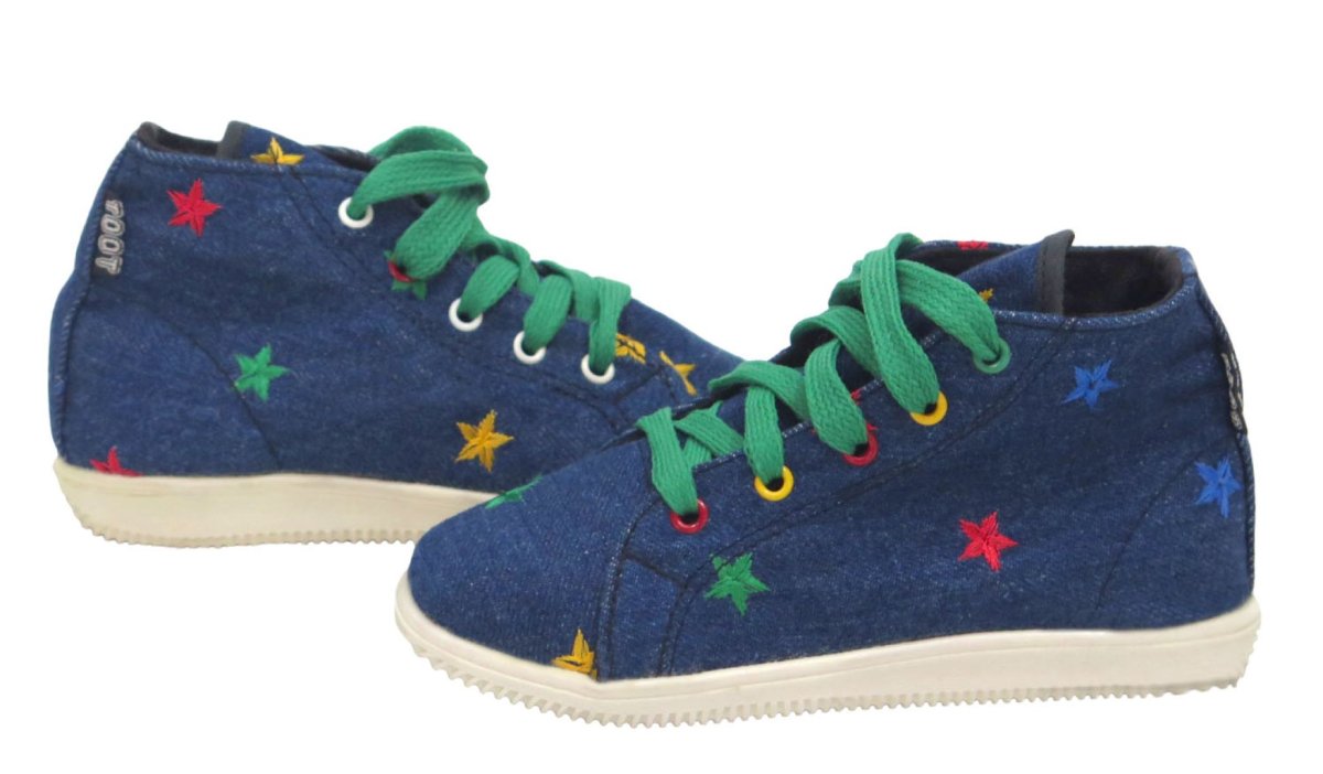 Bota Jeans Bordado de estrellas  con cordon