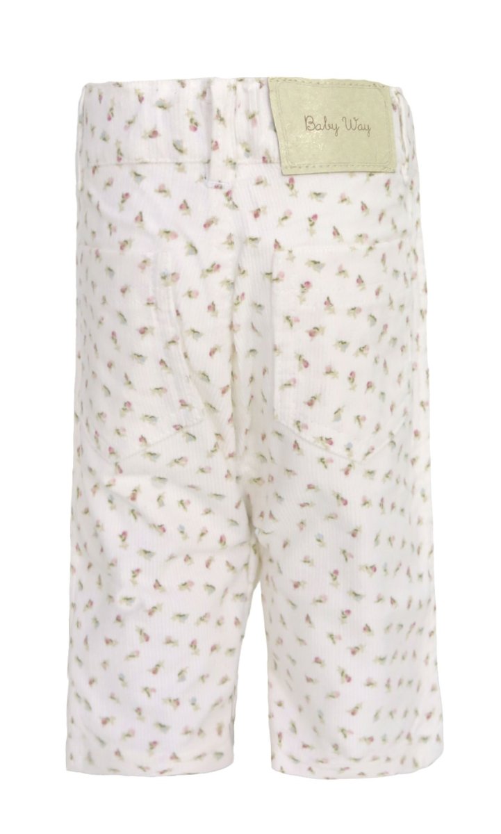 Pantalon de Corderoy con cintura elastizada estampado de florecitas