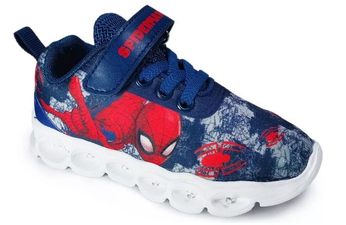 Zapatillas Spiderman Hombre Araña Con Luz Led, velcro y Cordon