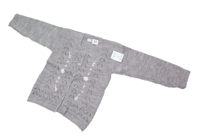 Saco Tejido Cashmilon Calado y Bordado Terminacion al Crochet