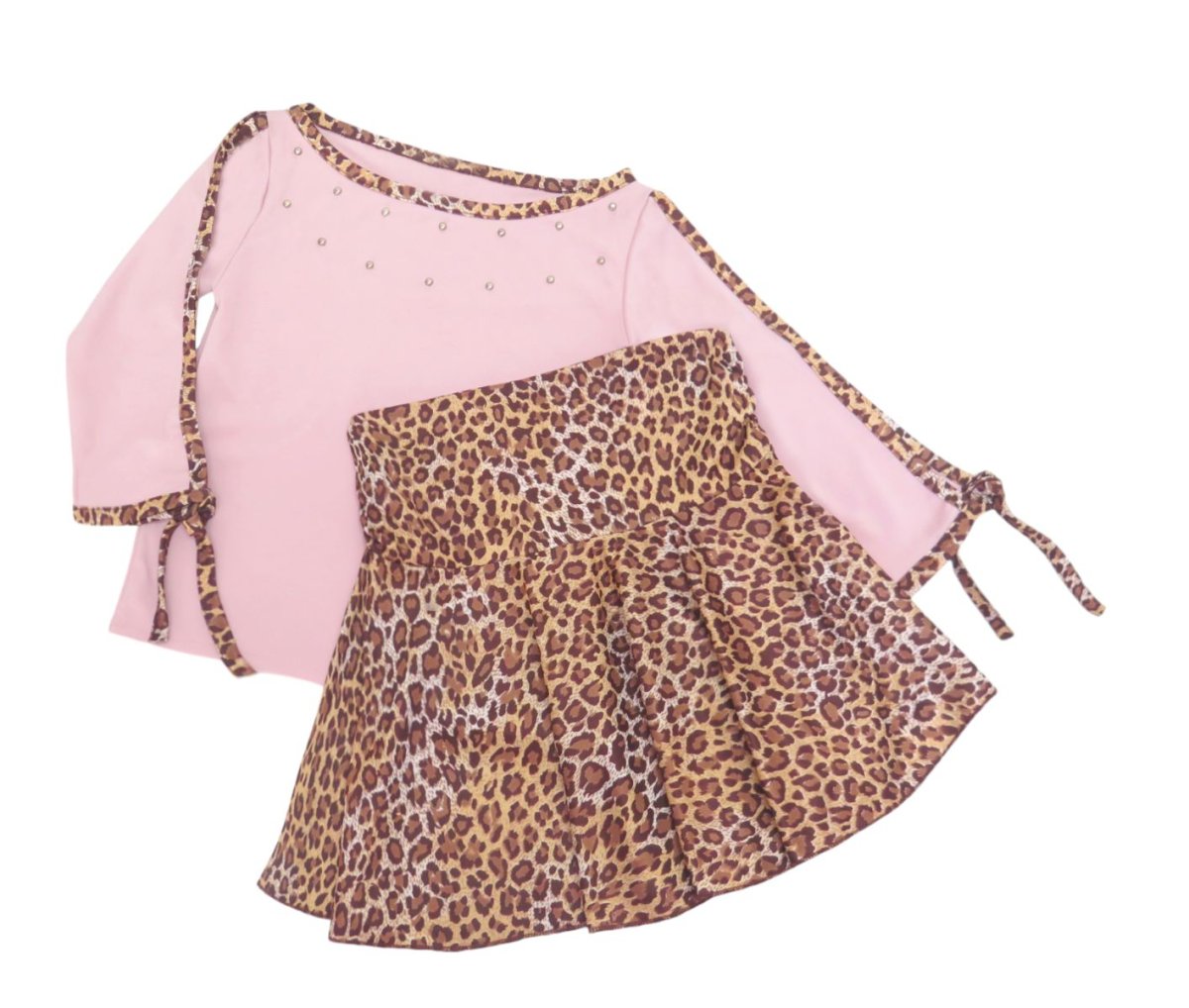 Conjunto Remera Manga Larga y Pollera Seda Fria