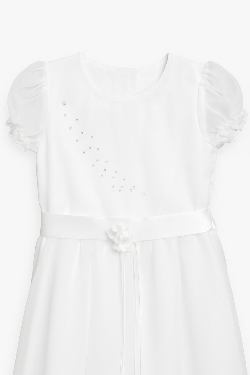 VESTIDO COMUNION CON PERLAS Y DOBLE VOLADO