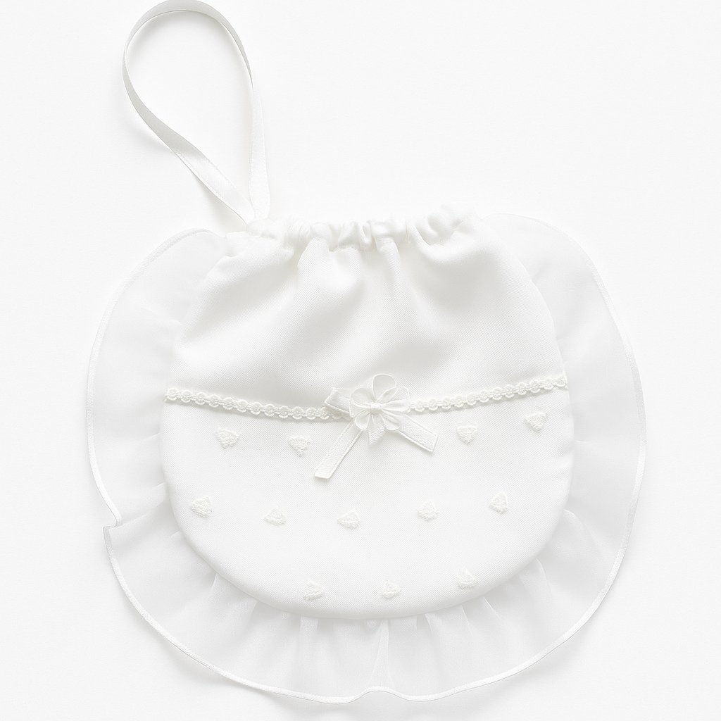 Limosnera Con Volado de Gasa y Aplique Flor