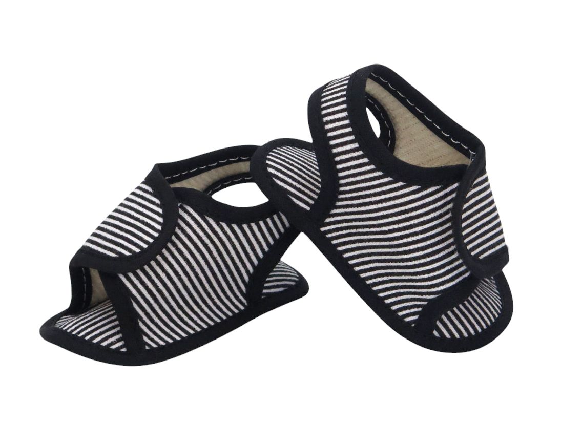 Sandalia Tela Lona Lisa con velcro sin Base Rayada