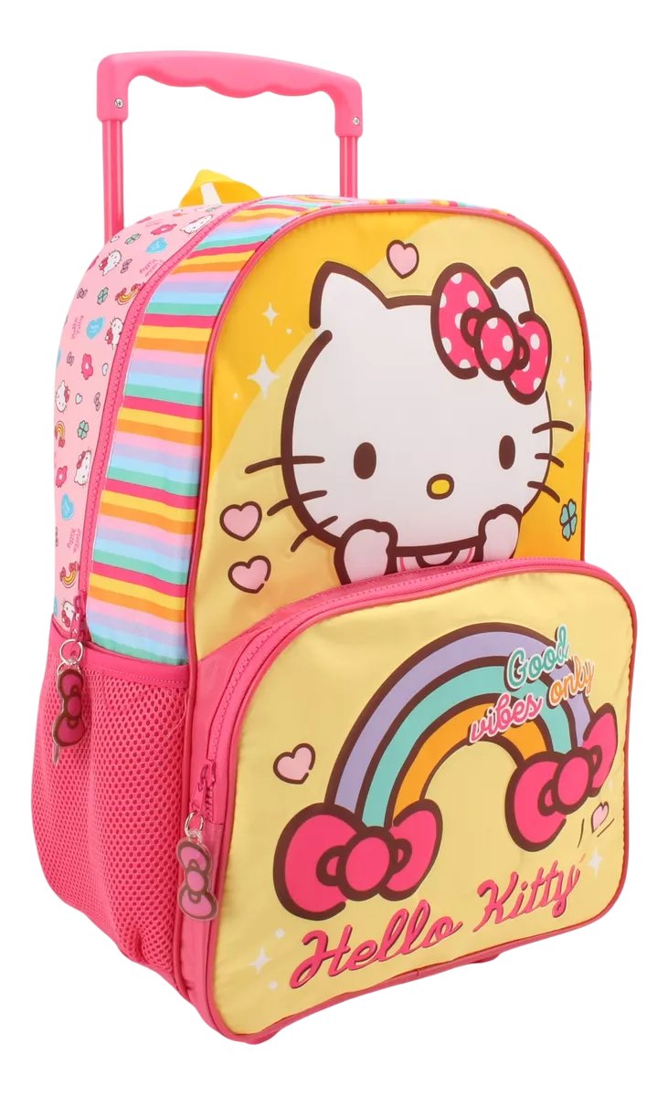 Mochila Con Carro Hello Kitty - 16 Pulgadas
