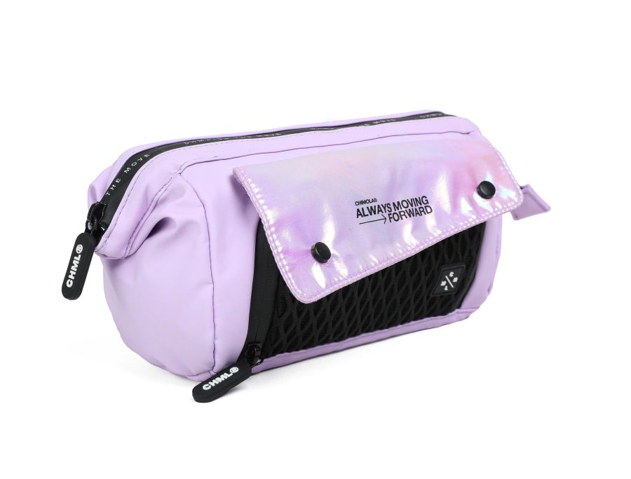 Cartuchera Con Estructura De Caucho Con Tornasol - Foil Light Purple