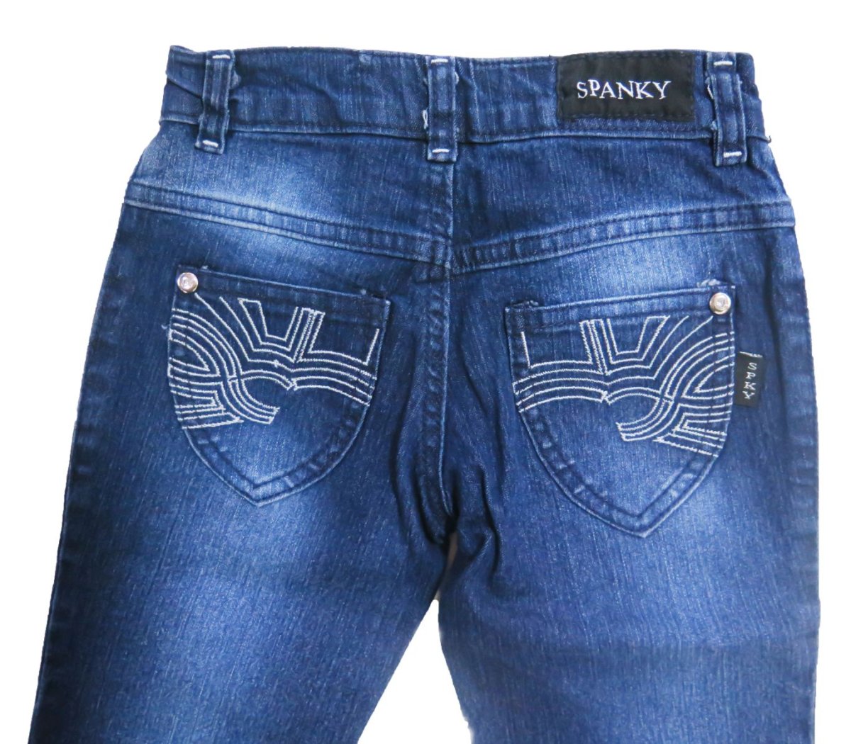 Pantalon nena jean elastizado con bolsillo bordado