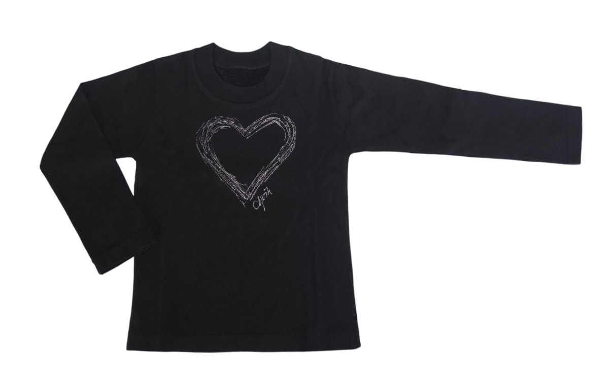 Remera Algodon Manda larga con estampado de corazon