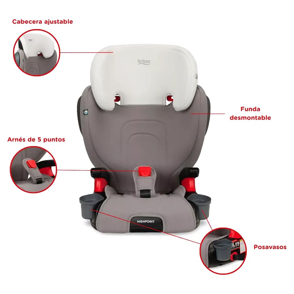Highpoint Backless Booster Infantil Con Respaldo De 18 A 54 Kg