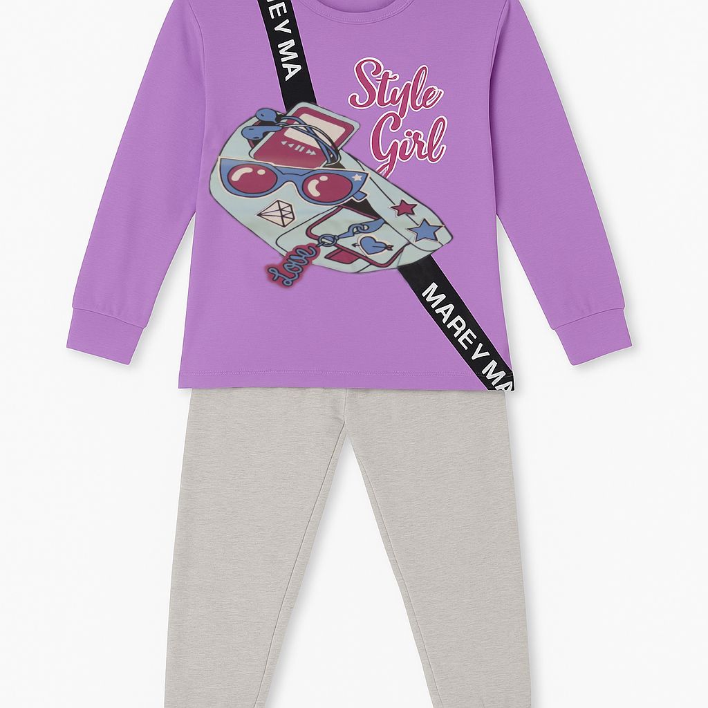 Pijama Interlock Manga Larga Estampado Stile Girl