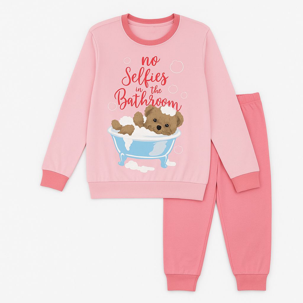 Pijama Interlock Manga Larga Estampado Oso