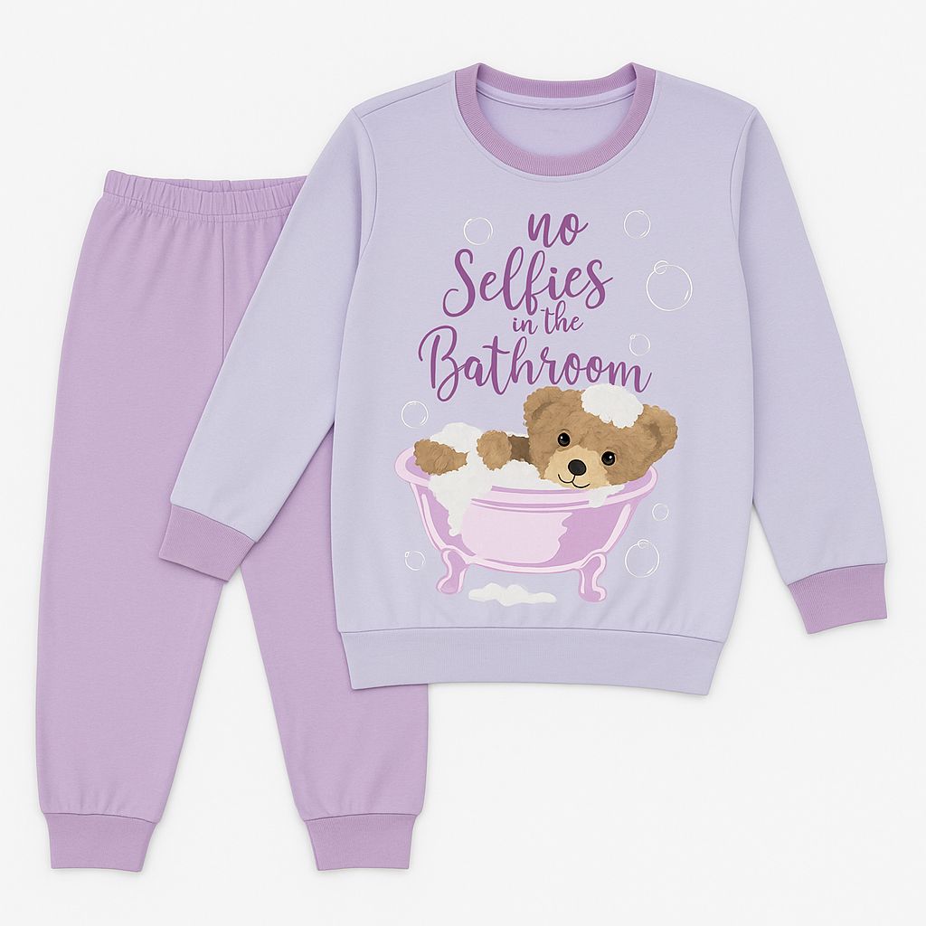 Pijama Interlock Manga Larga Estampado Oso