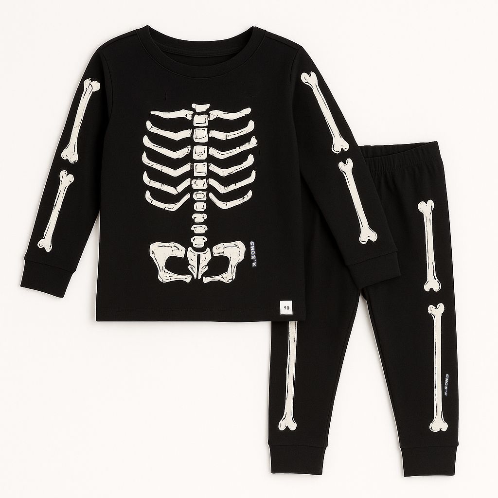 Pijama Manga Larga Esqueleto - Brilla En La Oscuridad