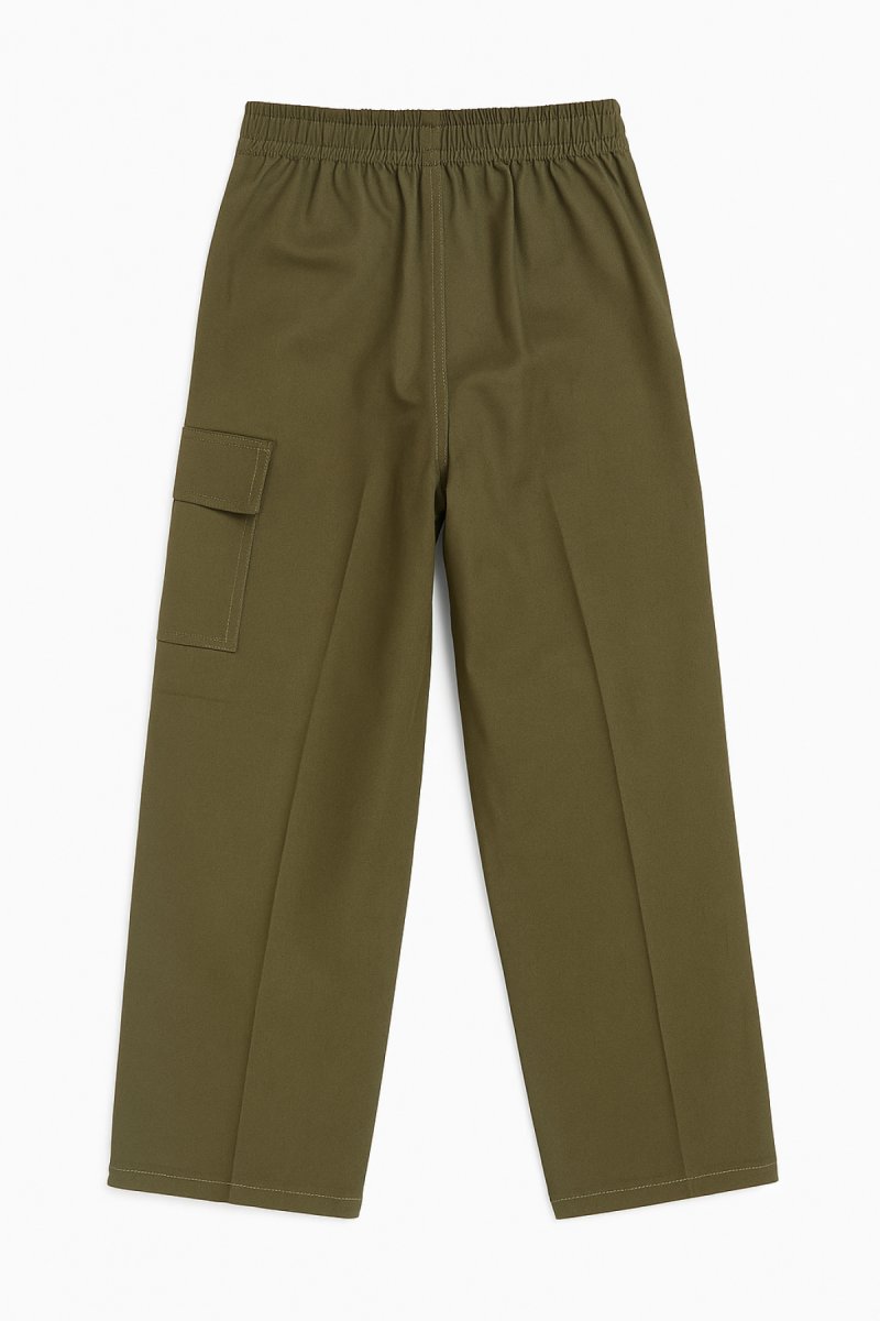 Pantalón De Gabardina Con Cintura Elaztizada Cargo Recto