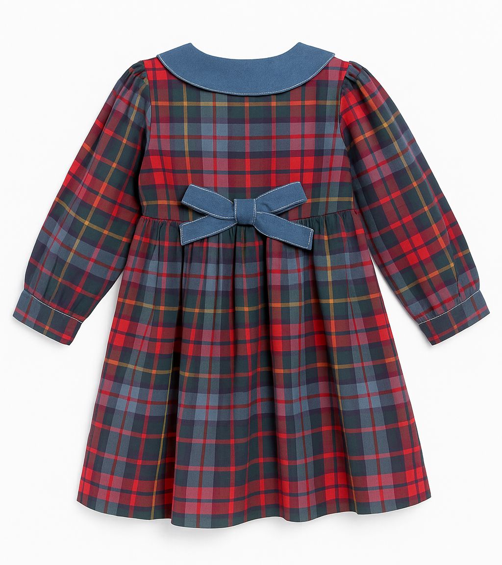 Vestido Viyela Con Cuello Baby