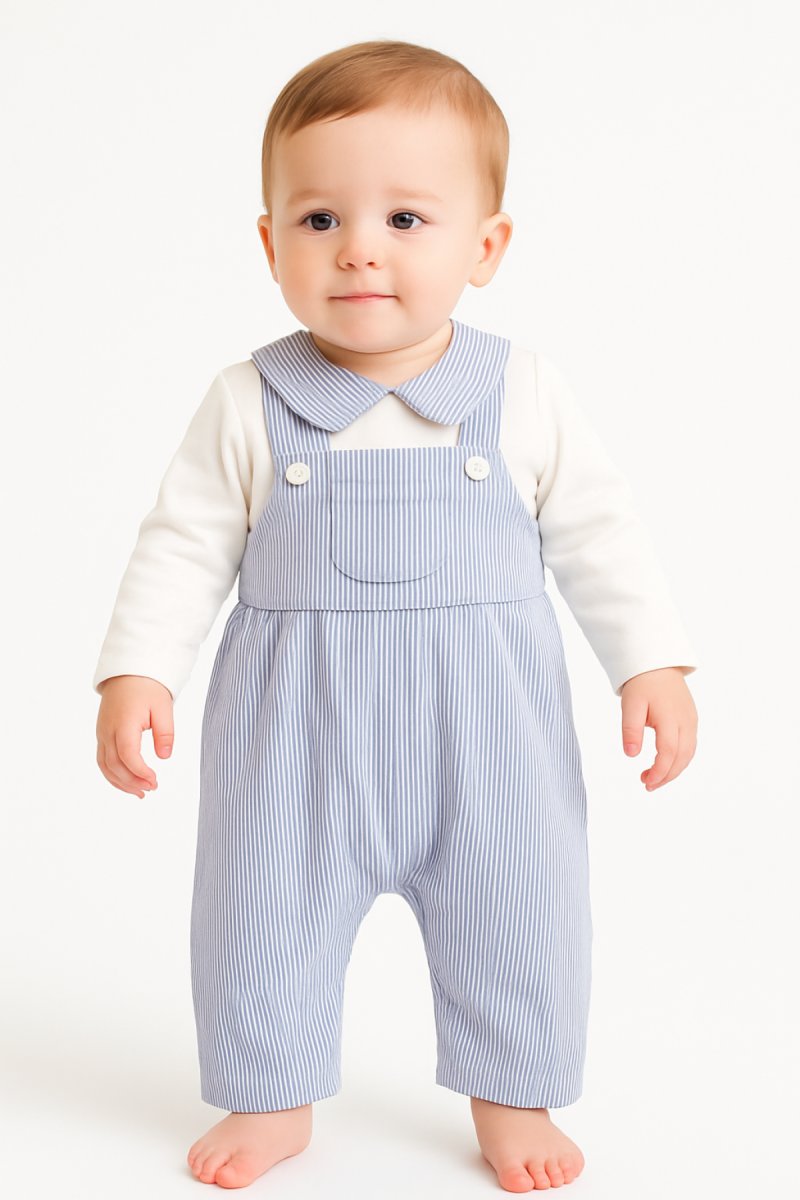 Jardinerito Algodon Con Manga Larga Rayado