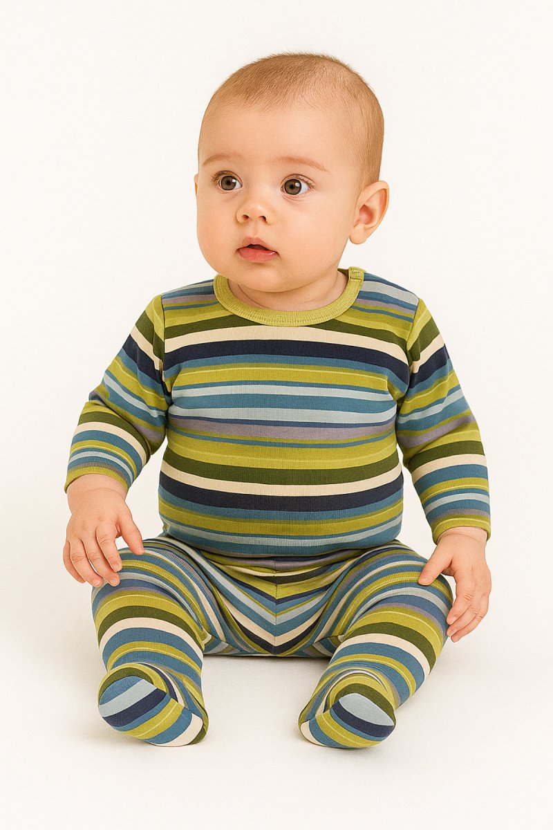 Conjunto Remera Manga Larga Pantalon Con Pie Rayado Termico