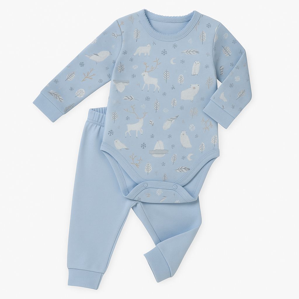 Conjunto Algodon Medio Osito Sin Pie Body M/L Estampada Osos