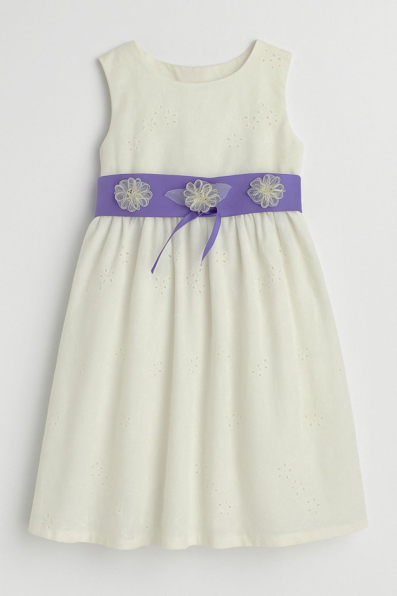Vestido Broderie con lazo en color