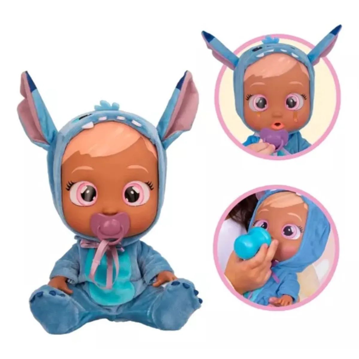Muñeca Bebote Cry Babies Stitch Con Sonido - Bebe Llorones