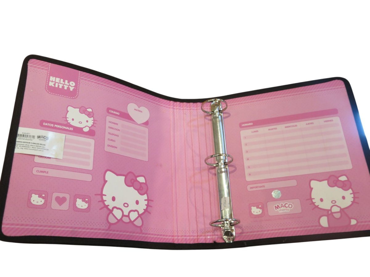 Carpeta N°3 Plastificado 3 Ganchos De Hello Kitty Cara
