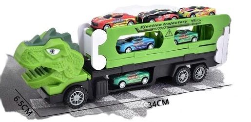 Camion Dinosaurio con Lanzador- Incluye 6 Autitos