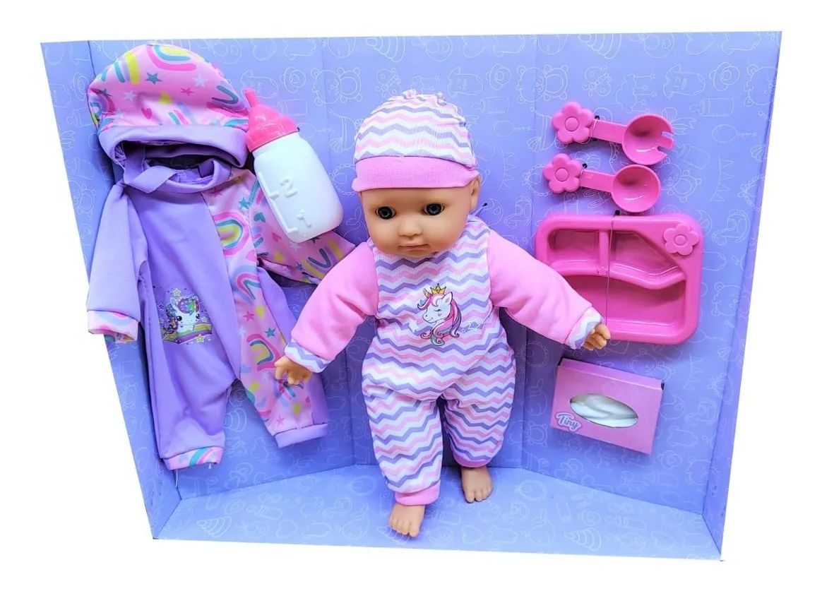 Muñeca Bebote Sofi Con Sonido Y Accesorios - Hora De Jugar - Tiny Baby