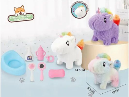 Peluche Unicornio Capibara Con Movimiento Sonido y Accesorios