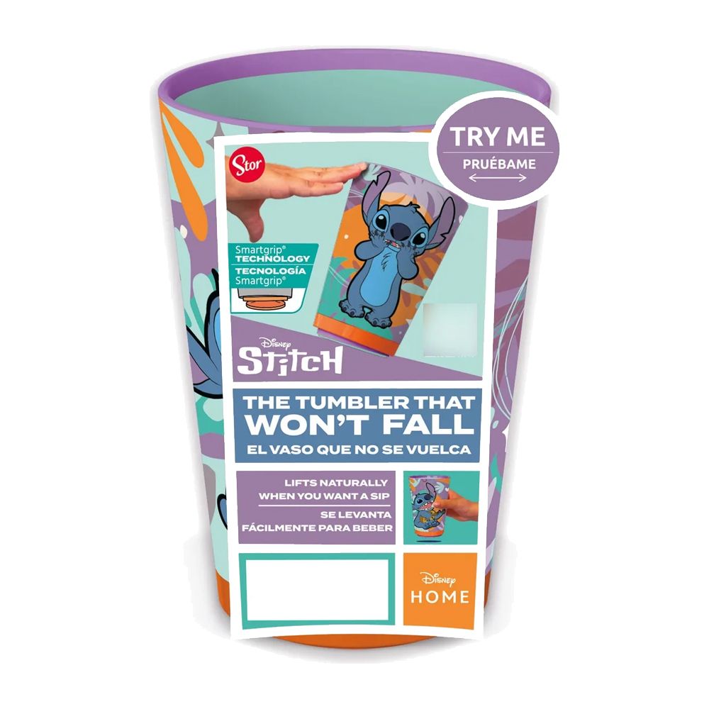 Vaso Infantil Antivuelco Con Sopapa 470ml Stitch