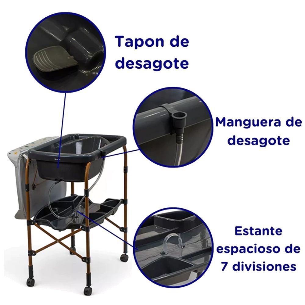 Catre De Baño Plegable Con Cambiador Antivuelvo