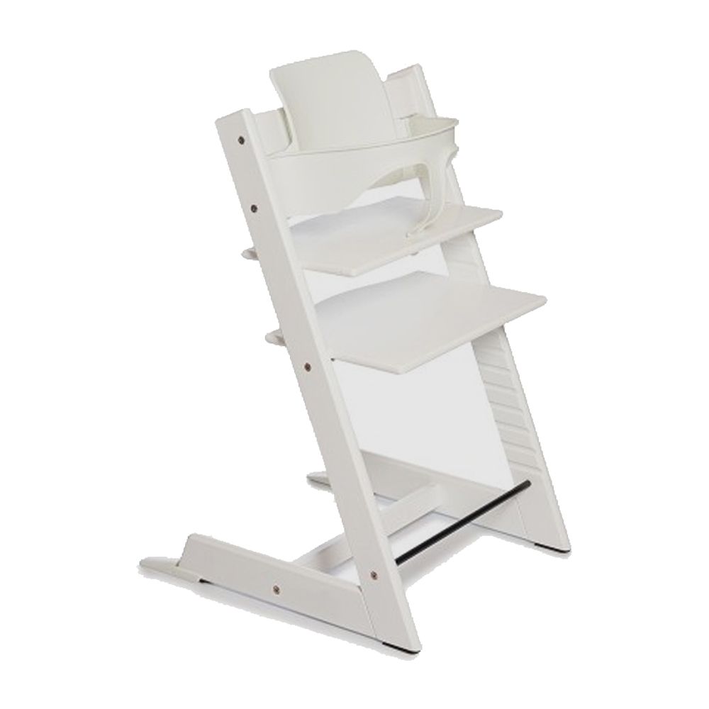 Silla Evolution - Silla de Comer de Madera Evolutiva con Bandeja, Respaldo, Set Bebé y Cinturón de 5 Puntos - BLANCA