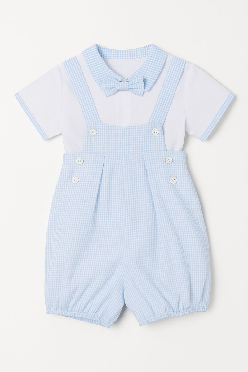 Conjunto Bautismo Jardinero y Camisa Con Moño