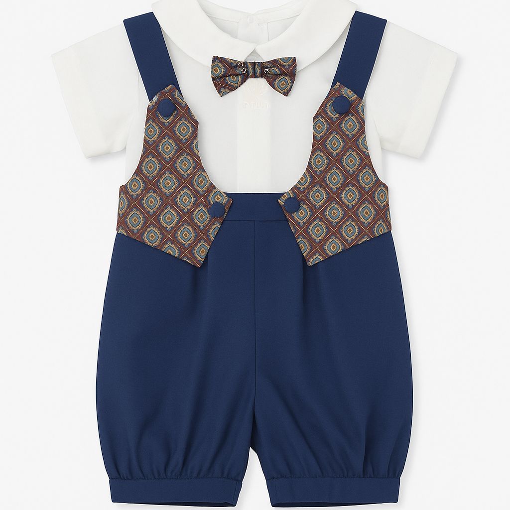 Conjunto Bautismo Jardinero y Camisa Manga Corta