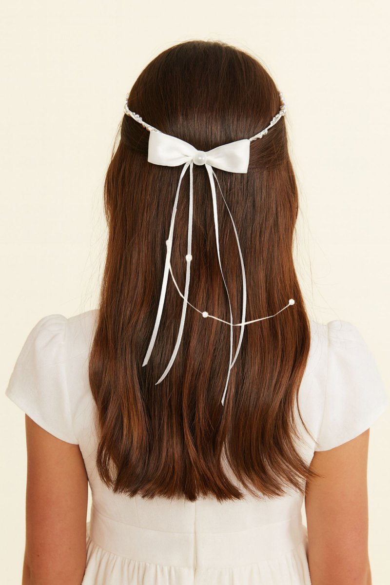 Corona de Perlas Flores y Moño