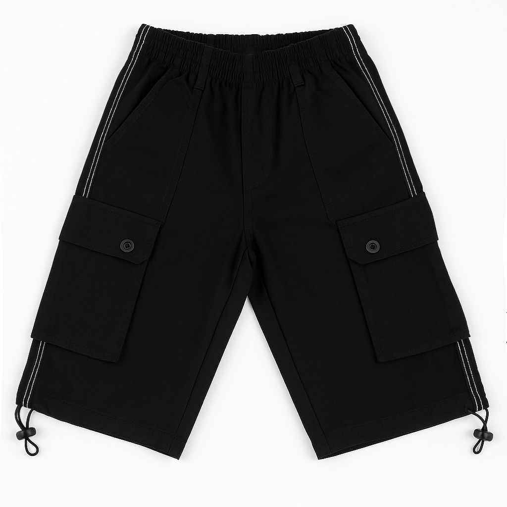 Bermuda Gabardina Con Cintura Elastizada Con Bolsillos Cargo