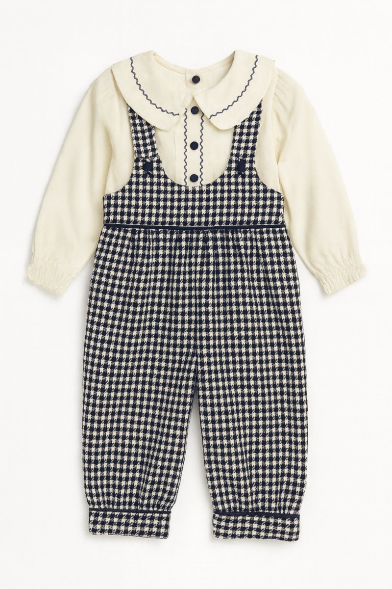 Conjunto Jardinero Pantalon Sarga Pied De Poul y Camisa Viyela