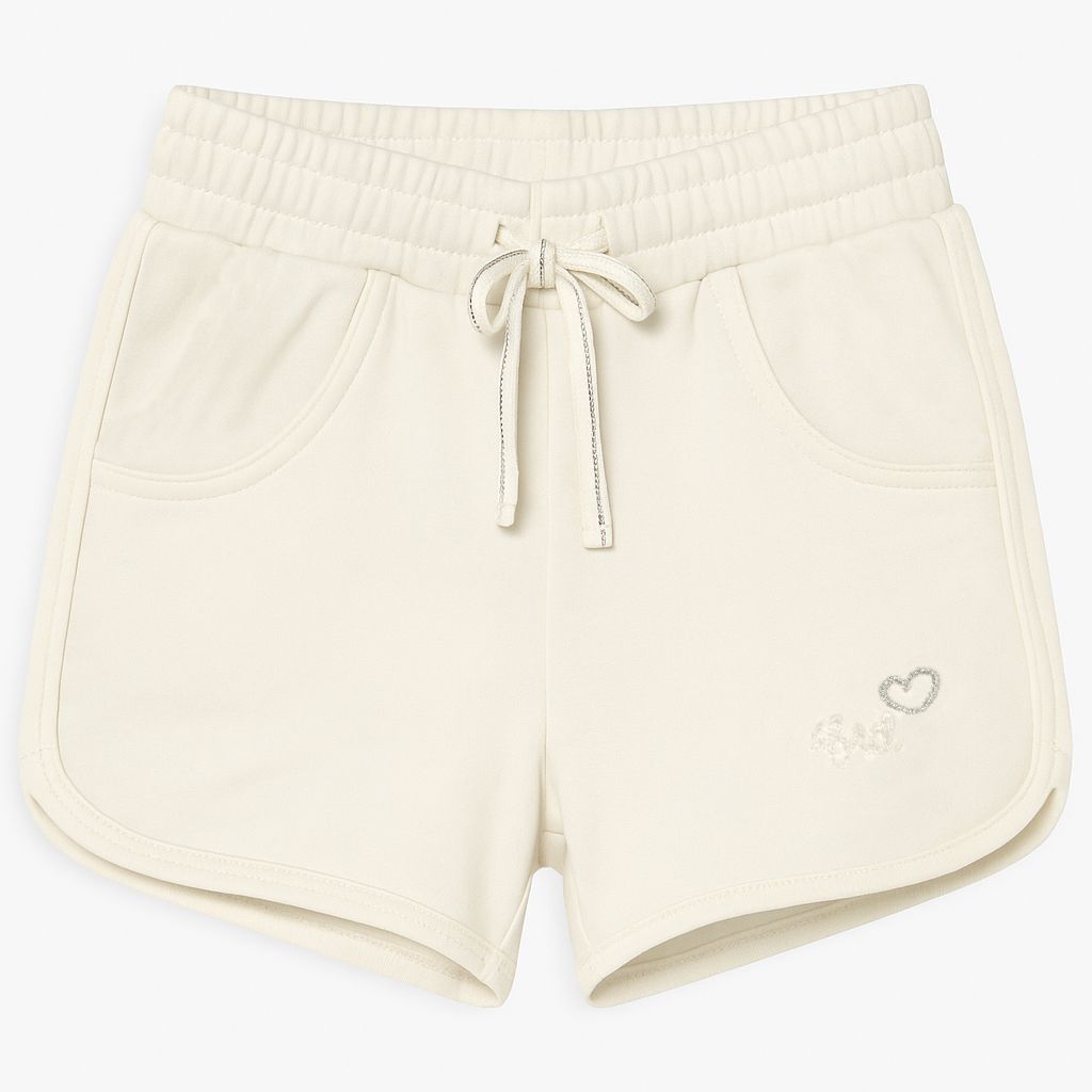 Short Algodon Rustico Bordado Con Elastico