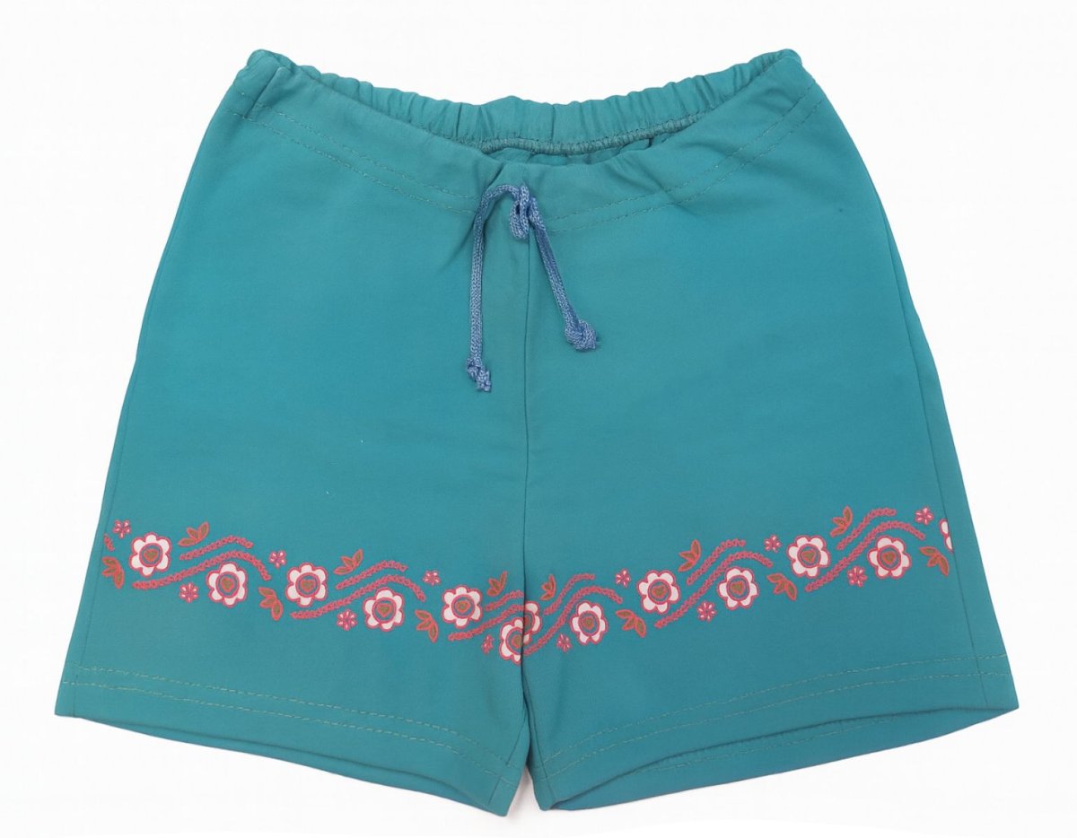 Short  Algodon Rustico Con Cintura Regulable Con Detalles En Flores