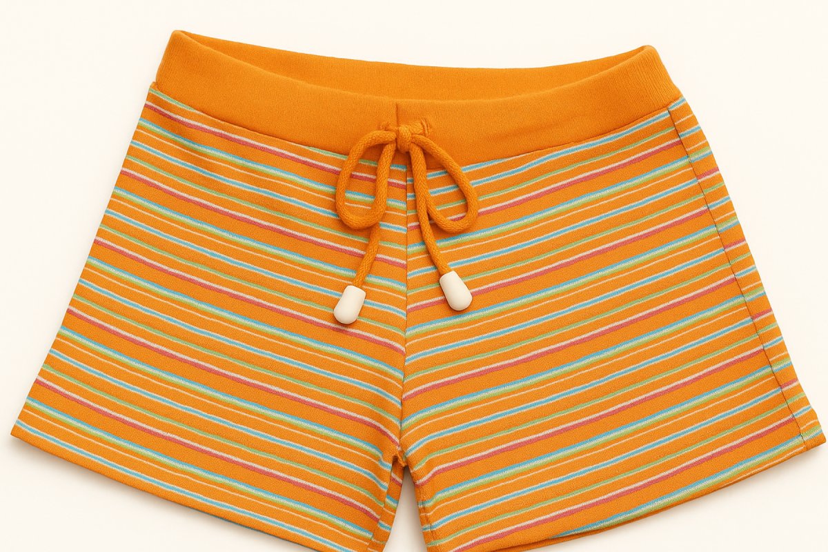 Short Algodon Rayado Con Cintura Regulable