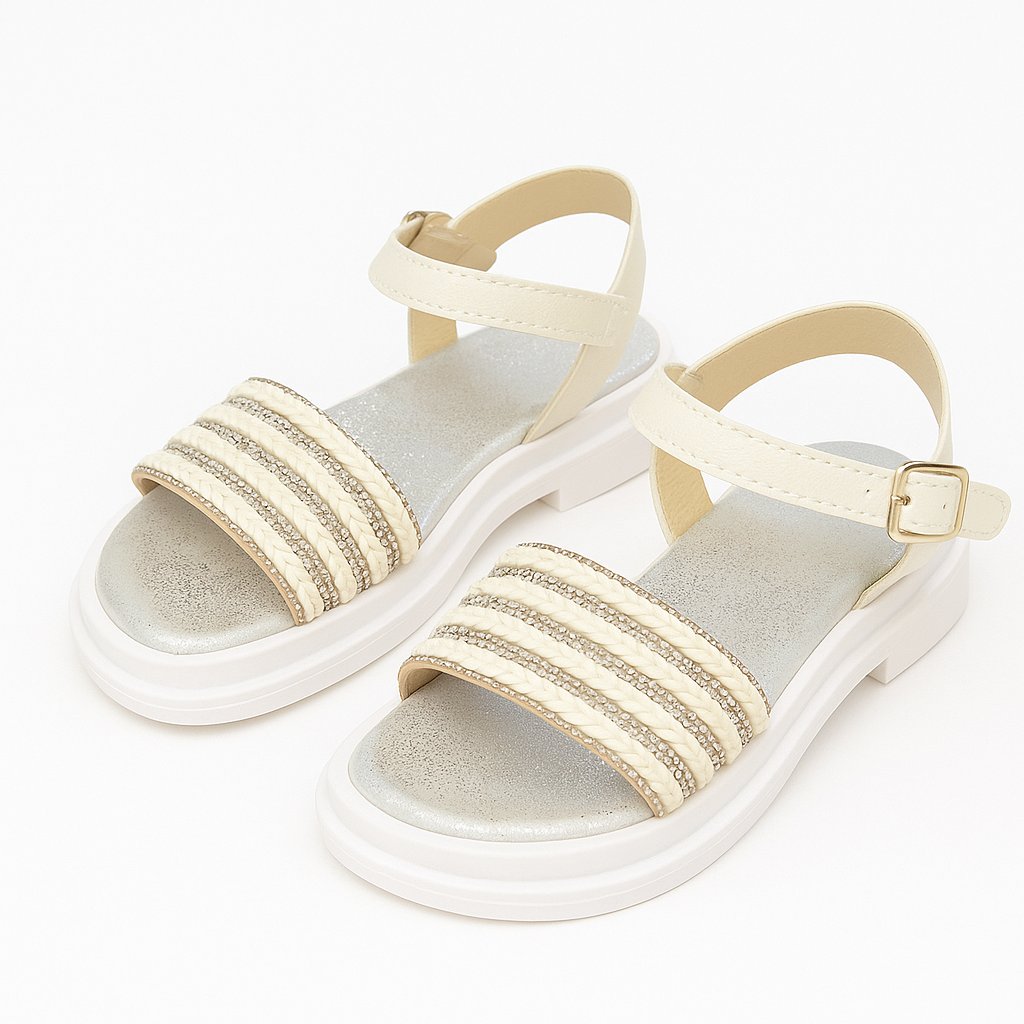 Sandalia Nena Con Trenzas Y Strass