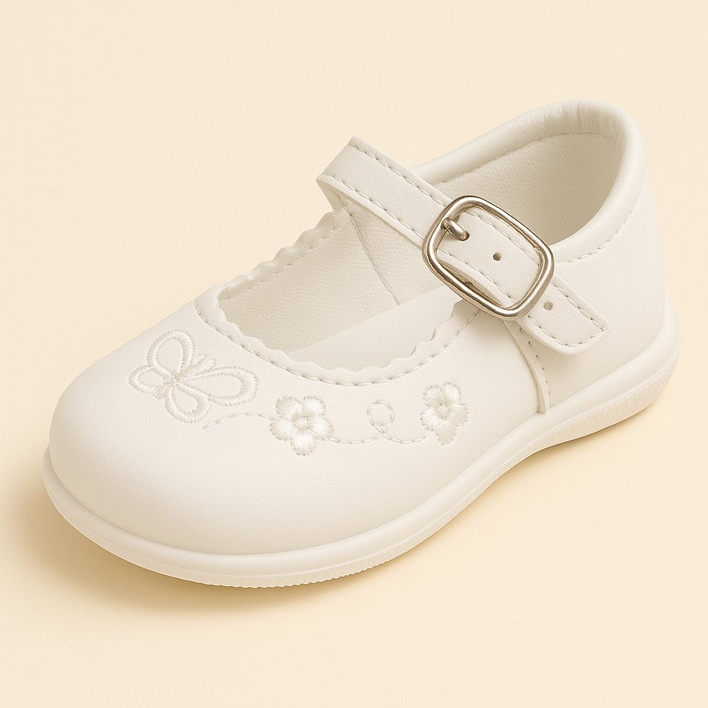 Guillermina Simil Cuero Bordada Con Flores y Mariposas