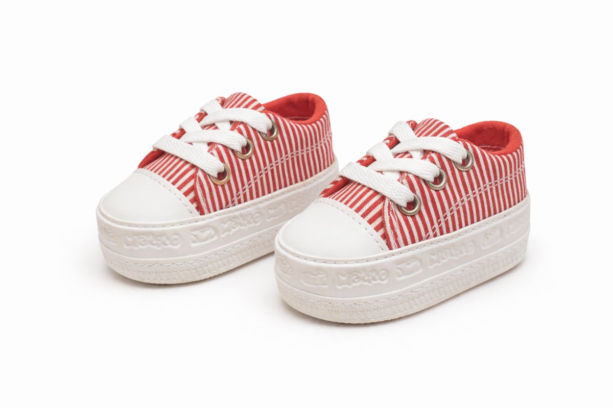Zapatilla Lona Rayada Cordon Con Base