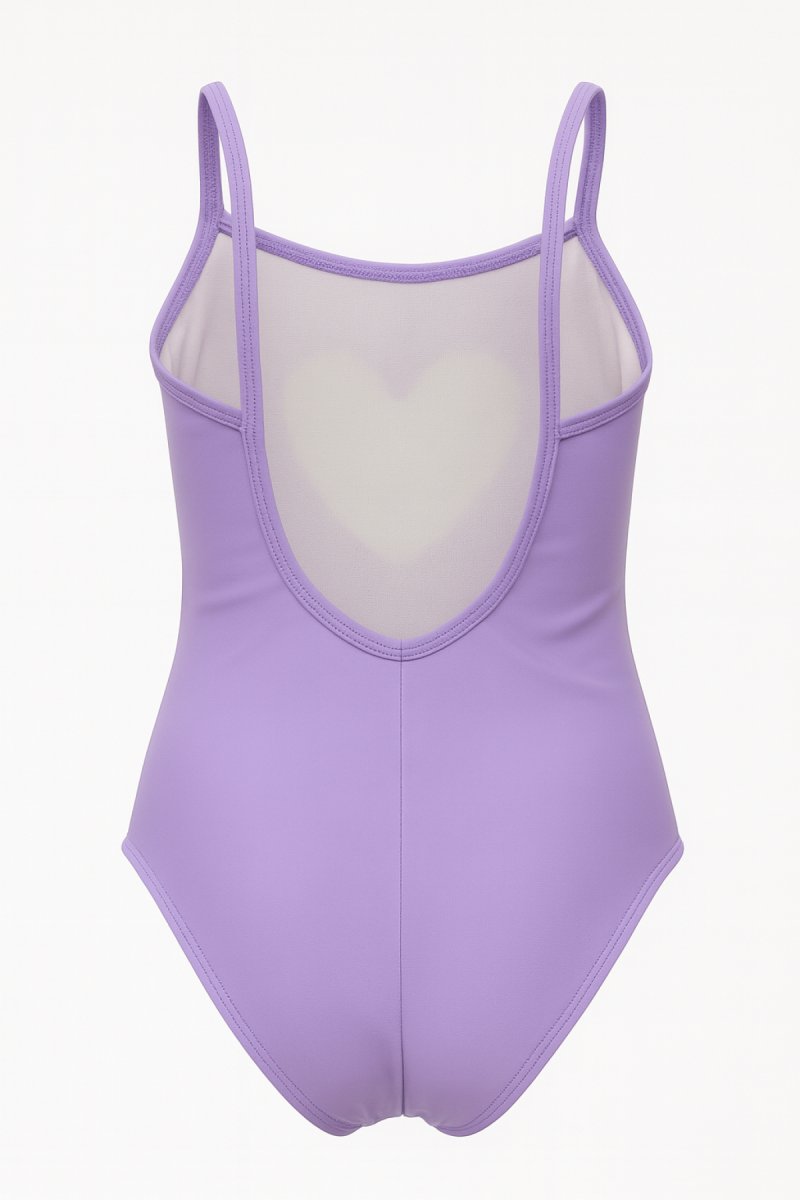 Malla Entera Lisa con Corazon de Lentejuelas Bordadas Forrada