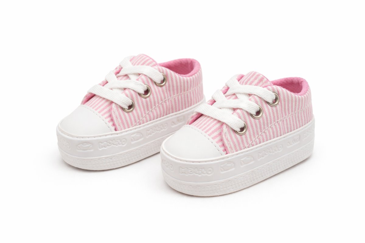 Zapatilla Lona Con Base Cordones Rayada