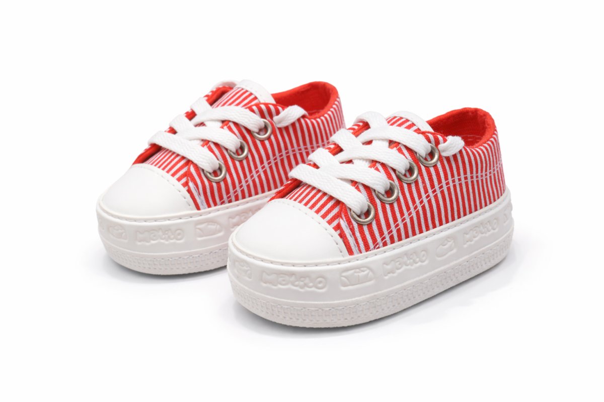 Zapatilla Lona Con Base Cordones Rayada