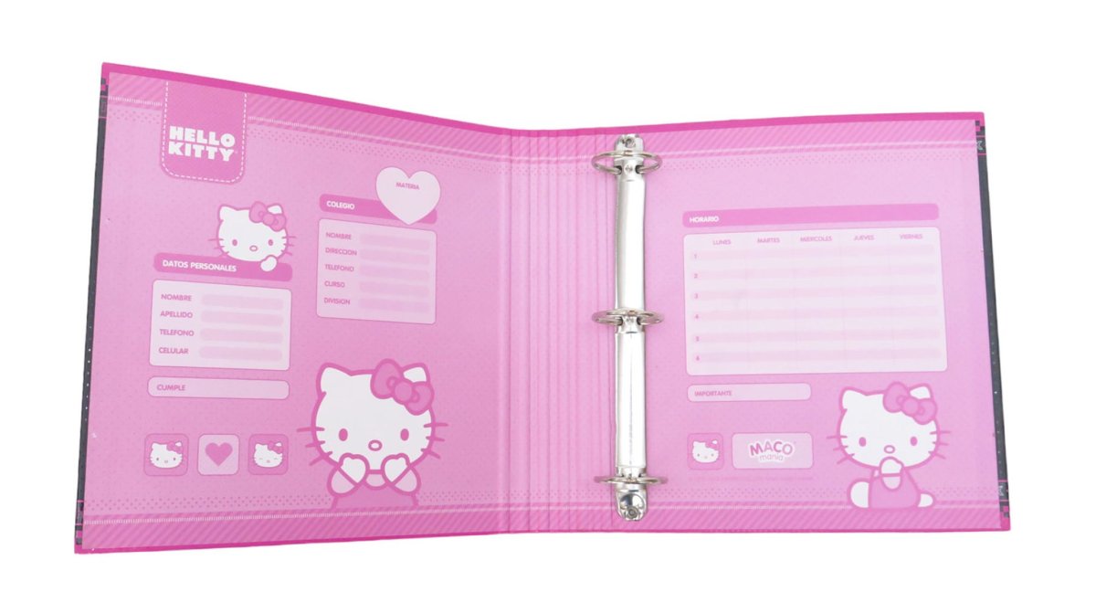 Carpeta N°3 Plastificada 3 Ganchos de Hello Kitty Cara