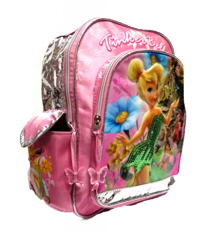 Mochila Campanita espalda zonas y vivos brillantes con estrellitas. Vestido de campanita de lentejuelas verdes