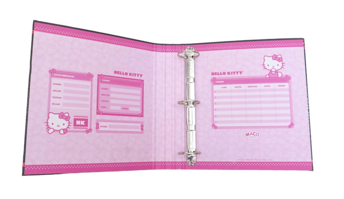 Carpeta N°3 Plastificada 3 Ganchos De Kitty Cara