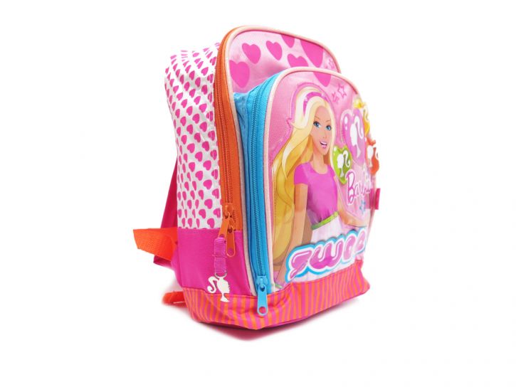 Mochila Barbie jardin espalda ella y corazones en vinilico, corazones sobresalen hacia la derecha, Sweet , bordes brillo