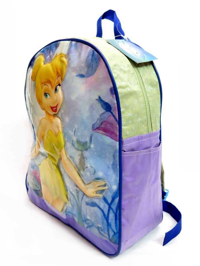 Mochila mediana Disney Fairies frente todo vinilico con Campanita en relieve